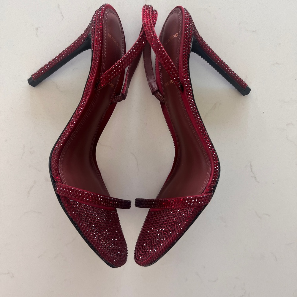 ✨Crystal Embellished Luciana Slingback
Sandal in Syrah Satin BLACK SUEDE STUDIO✨ - Picture 9 of 11